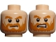 Part No: 3626pb0724  Name: Minifigure, Head Dual Sided LotR Rohan Soldier Shaggy Beard and Eyebrows Frowning / Grimacing Pattern