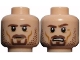 Part No: 3626pb0727  Name: Minifigure, Head Dual Sided LotR Aragorn Brown Beard and Stubble Stern / Frown with Teeth Pattern