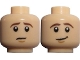 Part No: 3626pb0730  Name: Minifigure, Head Dual Sided LotR Frodo Brown Eyebrows Worried / Lopsided Smile Pattern