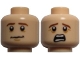 Part No: 3626pb0732  Name: Minifigure, Head Dual Sided LotR Pippin Brown Eyebrows, Anxious / Scared Pattern