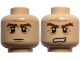 Part No: 3626pb0733  Name: Minifigure, Head Dual Sided LotR Gimli Bushy Brown Eyebrows, Stern / Grimacing Pattern