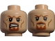 Part No: 3626pb0734  Name: Minifigure, Head Dual Sided LotR Boromir Goatee Stern / Grimacing Pattern