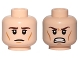 Part No: 3626pb0812  Name: Minifigure, Head Dual Sided Brown Eyebrows, Wrinkles, Calm / Angry, Clenched Teeth Pattern