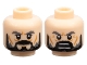 Part No: 3626pb0814  Name: Minifigure, Head Dual Sided LotR Dark Bluish Gray Eyebrows, Black Beard, Wrinkles, Stern / Open Mouth with Teeth Pattern