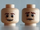 Part No: 3626pb0872  Name: Minifigure, Head Dual Sided Reddish Brown Eyebrows, Medium Nougat Chin Dimple, Dimples and Wrinkles, Slight Grin / Worried Pattern