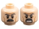 Part No: 3626pb0929  Name: Minifigure, Head Dual Sided Dark Bluish Gray Thick Eyebrows and Moustache, Medium Nougat Cheek Lines and Wrinkles, Furrowed Brow, Neutral and Chin Dimple / Angry with Bared Teeth Pattern