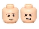 Part No: 3626pb0947  Name: Minifigure, Head Dual Sided LotR Frodo Brown Eyebrows Worried / Angry Pattern