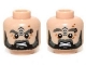 Part No: 3626pb0952  Name: Minifigure, Head Dual Sided LotR Beard, Tattoo and Eyebrow Ring Angry / Surprised Pattern