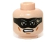 Part No: 3626pb0962  Name: Minifigure, Head Black Eye Mask with Dirt Stain, Medium Nougat Cheek Lines and Chin Dimple, Angry with Bared Teeth Pattern