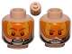 Part No: 3626pb1045  Name: Minifigure, Head Dual Sided Orange Visor, Stern Brown Eyebrows, Pupils, Headset, Angry / Determined Pattern (SW Pilot)