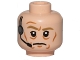 Part No: 3626pb1136  Name: Minifigure, Head Male Dark Tan Eyebrows, Wrinkles and Headset Pattern (SW General Veers)