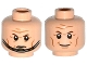 Part No: 3626pb1153  Name: Minifigure, Head Dual Sided Brown Eyebrows, Cheek Lines, Forehead Lines, Smile / Determined, Chin Strap Pattern