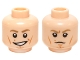 Part No: 3626pb1160  Name: Minifigure, Head Dual Sided Dark Tan Eyebrows, White Pupils, Cheek Lines, Smile / Scowling Pattern (SW Luke Skywalker)