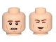 Part No: 3626pb1247  Name: Minifigure, Head Dual Sided Brown Eyebrows, Cheek Lines, Chin Dimple, Open Mouth / Closed Eyes Carbonite Pattern (SW Han Solo)