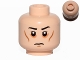 Part No: 3626pb1257  Name: Minifigure, Head Black Eyebrows, White Pupils, Cheek Lines, Circles Around Eyes, Frown Pattern