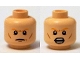 Part No: 3626pb1265 Name: Minifigure, Head Dual Sided Orange Eyebrows, Cheek Lines, Closed Mouth / Open Mouth with Teeth Pattern Part No: 3626pb1265 Name: Minifigure, Head Dual Sided Orange Eyebrows, Cheek Lines, Closed Mouth / Open Mouth with Teeth Pattern