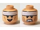 Part No: 3626pb1266  Name: Minifigure, Head Dual Sided White Strip on Forehead and Cheek Lines, Open Mouth Smile / Stubble, Teeth, Angry Pattern