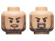 Part No: 3626pb1321  Name: Minifigure, Head Dual Sided Beard Stubble, Black Eyebrows, Smirk / Angry Bared Teeth Pattern (Quicksilver)