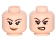 Part No: 3626pb1323  Name: Minifigure, Head Dual Sided Female Brown Eyebrows, Eyelashes, Light Brown Lips, Smile / Angry Pattern