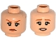 Part No: 3626pb1368  Name: Minifigure, Head Dual Sided Female Dark Orange Eyebrows, Eyelashes, Nougat Lips, Determined / Worried Pattern