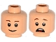 Part No: 3626pb1394  Name: Minifigure, Head Dual Sided Reddish Brown Eyebrows, Smile / Open Mouth Scared with Top Teeth and Red Tongue Pattern