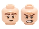 Part No: 3626pb1435  Name: Minifigure, Head Dual Sided LotR Gimli Bushy Brown Eyebrows, Sad / Grimacing Pattern
