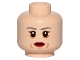 Part No: 3626pb1437  Name: Minifigure, Head Female Dark Gray Eyebrows, Red Lips, Cheek Lines Pattern