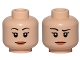 Part No: 3626pb1438  Name: Minifigure, Head Dual Sided Female with Black Eyebrows, Pink Lips, Smile / Concerned with Raised Right Eyebrow Pattern