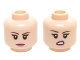 Part No: 3626pb1463  Name: Minifigure, Head Dual Sided Female Dark Brown Eyebrows, Dark Pink Lips with Closed Mouth Smile / Open Mouth Lip Raised Pattern (Penny)
