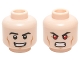 Part No: 3626pb1470  Name: Minifigure, Head Dual Sided Black Eyebrows, Cheek Lines, Chin Dimple, Open Mouth Smirk / Bared Teeth with Red Eyes Pattern (Superman / Hyperion)