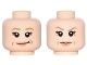 Part No: 3626pb1489  Name: Minifigure, Head Dual Sided Female Dark Tan Eyebrows, Nougat Lips, Laugh Lines, Smirk / Eyebrow Raised Pattern (Princess Leia)