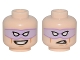 Part No: 3626pb1517  Name: Minifigure, Head Dual Sided Lavender Eye Mask with Eye Holes, Vicious Smile / Open Mouth Corner Raised Snarl Pattern (The Riddler)