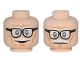 Part No: 3626pb1520  Name: Minifigure, Head Dual Sided Black Frame Glasses, White Moustache, Wrinkles, Cheek Lines, Smile / Frown Pattern (Alfred)