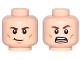 Part No: 3626pb1540  Name: Minifigure, Head Dual Sided Brown Eyebrows, Cheek Lines, Chin Dimple, Crooked Smile / Open Mouth Grimace Pattern