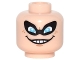 Part No: 3626pb1551  Name: Minifigure, Head Black Eye Mask with Holes over Medium Azure Eyes, Nougat Chin Dimple and Freckles, Evil Wide Open Mouth Smile with Teeth Pattern