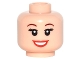 Part No: 3626pb1555  Name: Minifigure, Head Female with Red Lips, Open Mouth Smile, Brown Eyebrows, Eyelashes Pattern (Ariel)