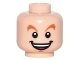 Part No: 3626pb1559  Name: Minifigure, Head Dark Orange Raised Eyebrows and Chin Dimple, Open Mouth Smile with Teeth, and Red Tongue Pattern (Peter Pan)
