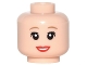 Part No: 3626pb1560  Name: Minifigure, Head Female Dark Tan Eyebrows, Red Lips, Open Mouth Smile, Eyelashes Pattern (Alice)