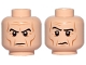 Part No: 3626pb1573  Name: Minifigure, Head Dual Sided Black Eyebrows, Dark Orange Wrinkles, Stern / Raised Right Eyebrow Pattern (Grand Moff Tarkin)