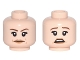 Part No: 3626pb1627  Name: Minifigure, Head Dual Sided Female, Reddish Brown Eyebrows, Dark Tan Lips Neutral / Scared Pattern