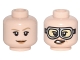 Part No: 3626pb1628  Name: Minifigure, Head Dual Sided Female, Dark Tan Eyebrows, Smile / Silver Goggles Pattern (Jillian Holtzmann)