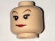 Part No: 3626pb1633  Name: Minifigure, Head Female with Red Lips, Eyelashes, Brown Arched Eyebrows Pattern