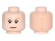 Part No: 3626pb1644  Name: Minifigure, Head Female Dark Tan Eyebrows, Orange Lips and Tattoo Lines on Front and Back Pattern