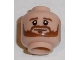 Part No: 3626pb1669  Name: Minifigure, Head Beard Brown Bushy Full, Brown Eyebrows, White Pupils, Smile Pattern (Shkodran Mustafi)
