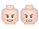 Part No: 3626pb1694  Name: Minifigure, Head Dual Sided Reddish Brown Eyebrows, Cheek Lines, Open Mouth, Smile / Scowl Pattern (Newt)