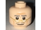 Part No: 3626pb1696  Name: Minifigure, Head Forehead Lines, Dark Bluish Gray Eyebrows and Moustache, Gold Lowered Eyeglasses Pattern