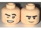Part No: 3626pb1698  Name: Minifigure, Head Dual Sided Black Eyebrows, Tan Cheek Lines, Winking with Grin with Teeth / Determined Pattern