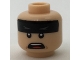 Part No: 3626pb1712  Name: Minifigure, Head Black Headband with Squinted Batman Eyes, Open Mouth Pattern