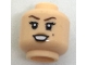 Part No: 3626pb1721  Name: Minifigure, Head Female Reddish Brown Eyebrows, Black Double Eyelashes, Left Lower Eyelid, Beauty Mark, Medium Nougat Lips, Open Mouth Smile with Teeth Pattern