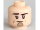 Part No: 3626pb1724  Name: Minifigure, Head Black Eyebrows, Upper Eyelids, Medium Nougat Short Cheek Lines, Dark Tan and Tan Chin Ornament, Neutral Pattern